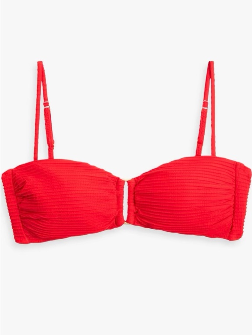 NWT Vix Paula Hermanny ‘Dune’ Ribbed Bandeau Bikini Top in Red Size XL